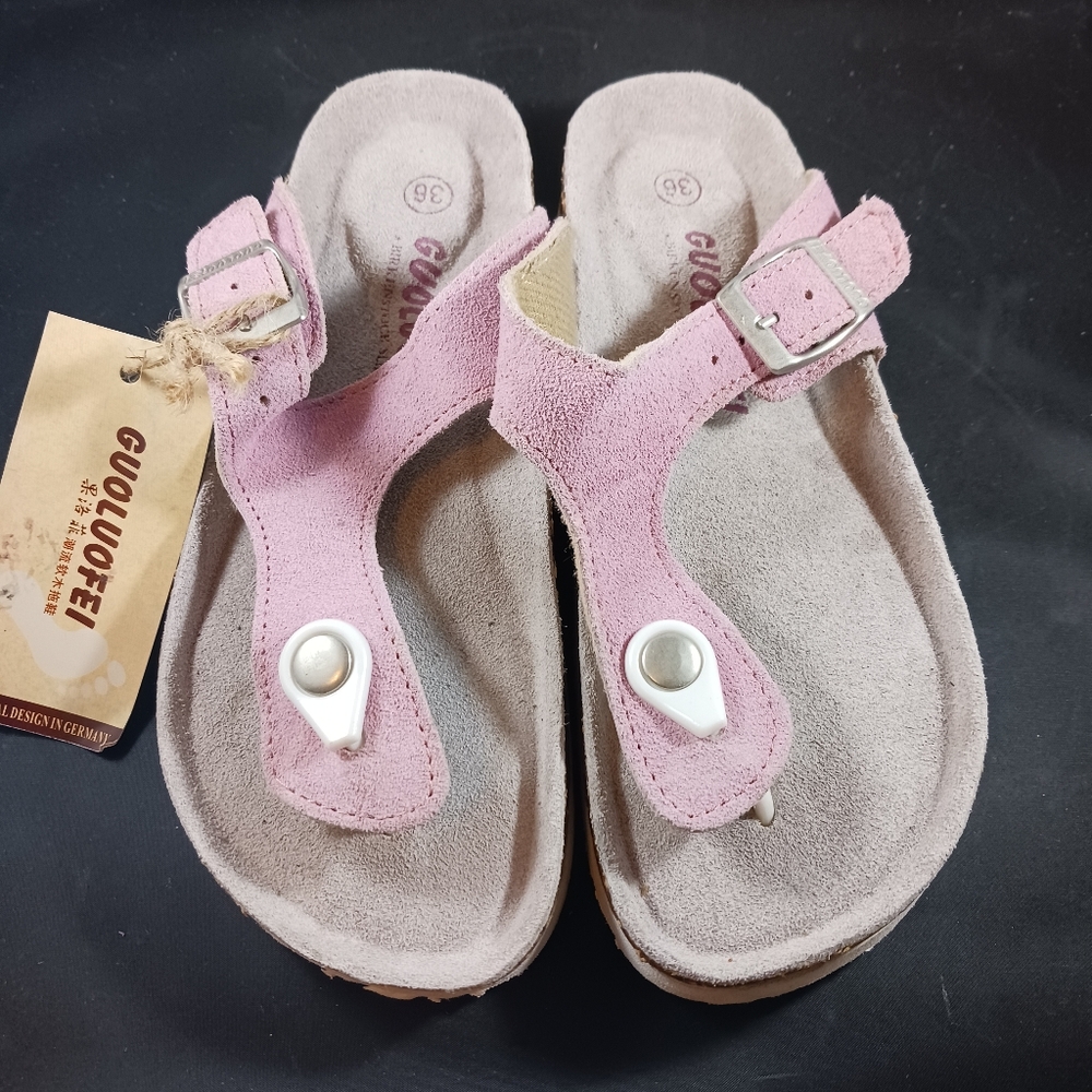 Guoluofei Pink Leather Big Girl Sandal Size 36 US Size 3